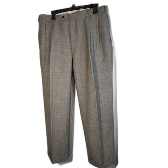 Vntg JOS A BANK Gray black small Houndstooth Suit 44R Wool Pants 37x 28.5 - Picture 10 of 13